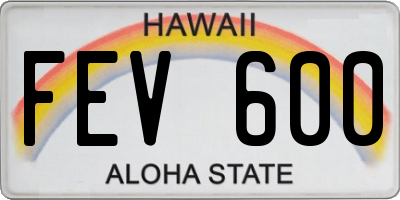 HI license plate FEV600
