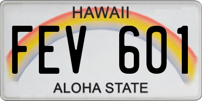 HI license plate FEV601