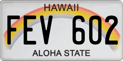 HI license plate FEV602