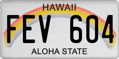 HI license plate FEV604