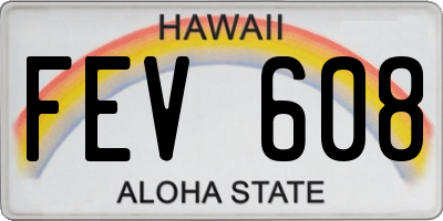 HI license plate FEV608