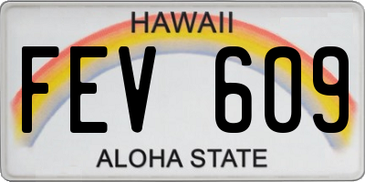 HI license plate FEV609