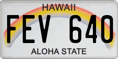 HI license plate FEV640