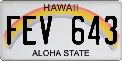 HI license plate FEV643