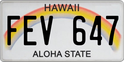 HI license plate FEV647