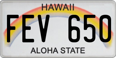 HI license plate FEV650