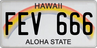 HI license plate FEV666