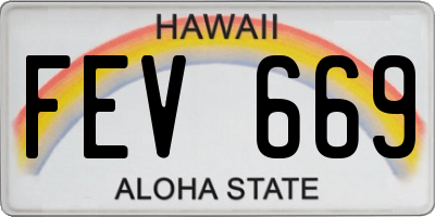 HI license plate FEV669