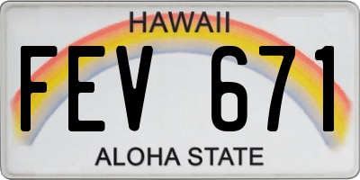 HI license plate FEV671