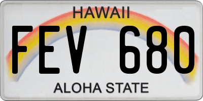HI license plate FEV680