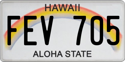 HI license plate FEV705