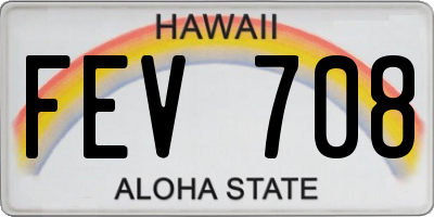 HI license plate FEV708