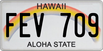 HI license plate FEV709
