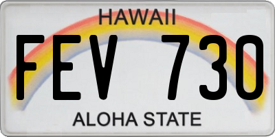 HI license plate FEV730
