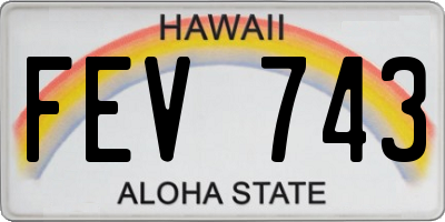HI license plate FEV743