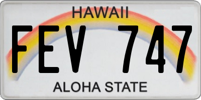 HI license plate FEV747
