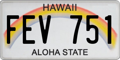 HI license plate FEV751
