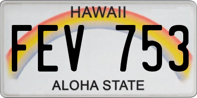 HI license plate FEV753