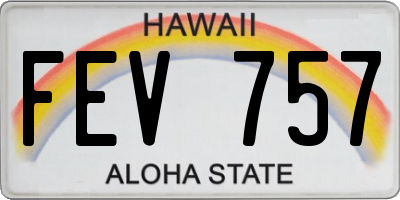 HI license plate FEV757