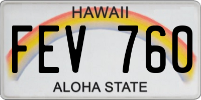 HI license plate FEV760