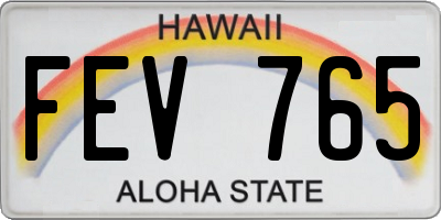 HI license plate FEV765