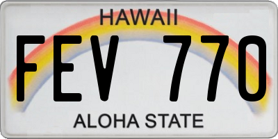 HI license plate FEV770