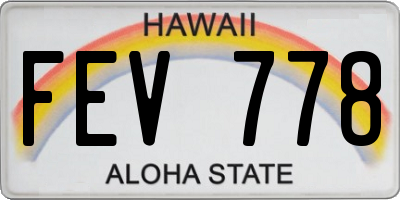 HI license plate FEV778