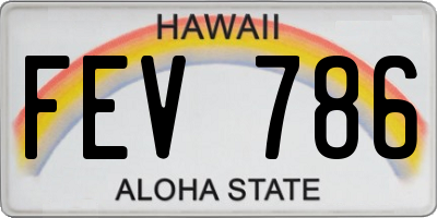 HI license plate FEV786