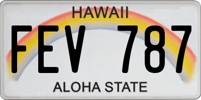 HI license plate FEV787