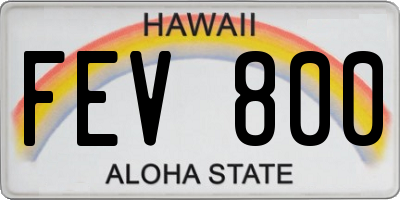 HI license plate FEV800