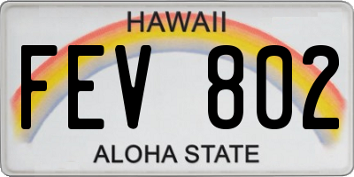 HI license plate FEV802