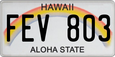 HI license plate FEV803