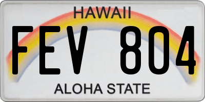 HI license plate FEV804