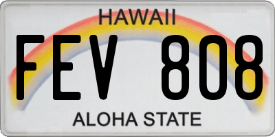 HI license plate FEV808