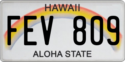 HI license plate FEV809