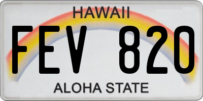 HI license plate FEV820