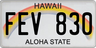 HI license plate FEV830