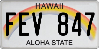 HI license plate FEV847