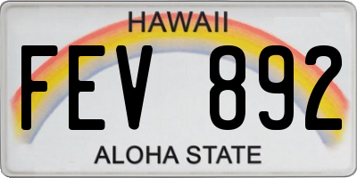 HI license plate FEV892