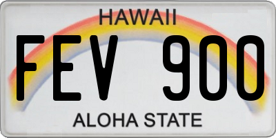 HI license plate FEV900