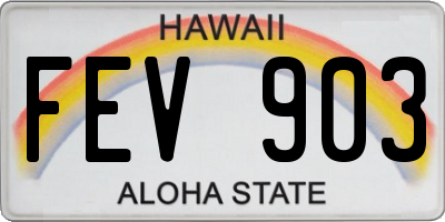 HI license plate FEV903