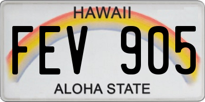 HI license plate FEV905