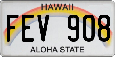 HI license plate FEV908