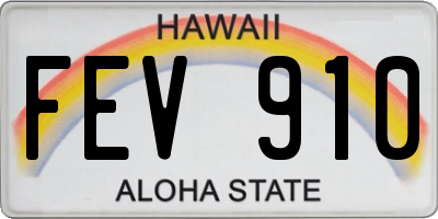HI license plate FEV910