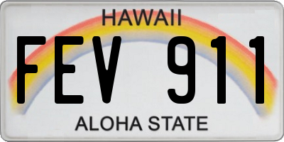 HI license plate FEV911