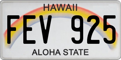 HI license plate FEV925