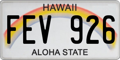 HI license plate FEV926