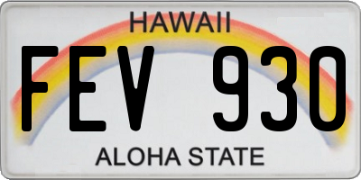 HI license plate FEV930