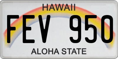 HI license plate FEV950