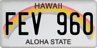 HI license plate FEV960